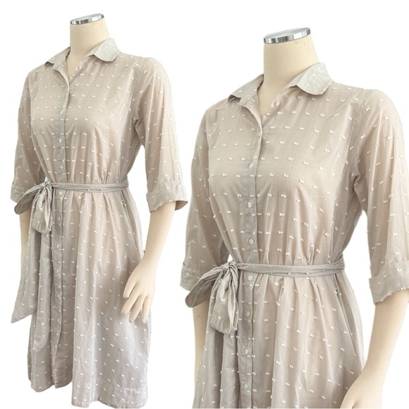 LISA MARIE FERNANDEZ Linen-blend Textures Gauze button down Midi cover-up Dress - Picture 10 of 16